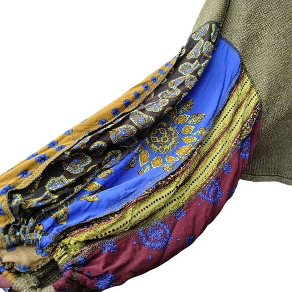 Free People We The Free Blossom Thermal Combo Top – Olive, Mixed Print Sleeves, - Picture 7 of 11